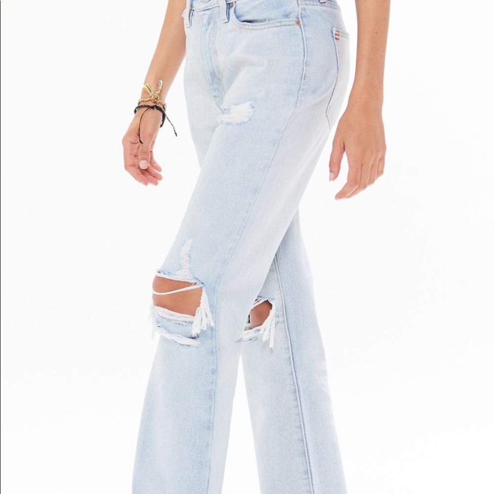Mid-Rise light wash bootcut jeans